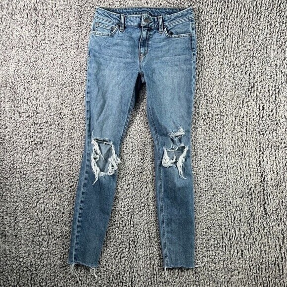 JOE'S Jeans The Icon Ankle Mid Rise Jeans Women Sz 26 2 Skinny Raw Hem Denim - Picture 1 of 10